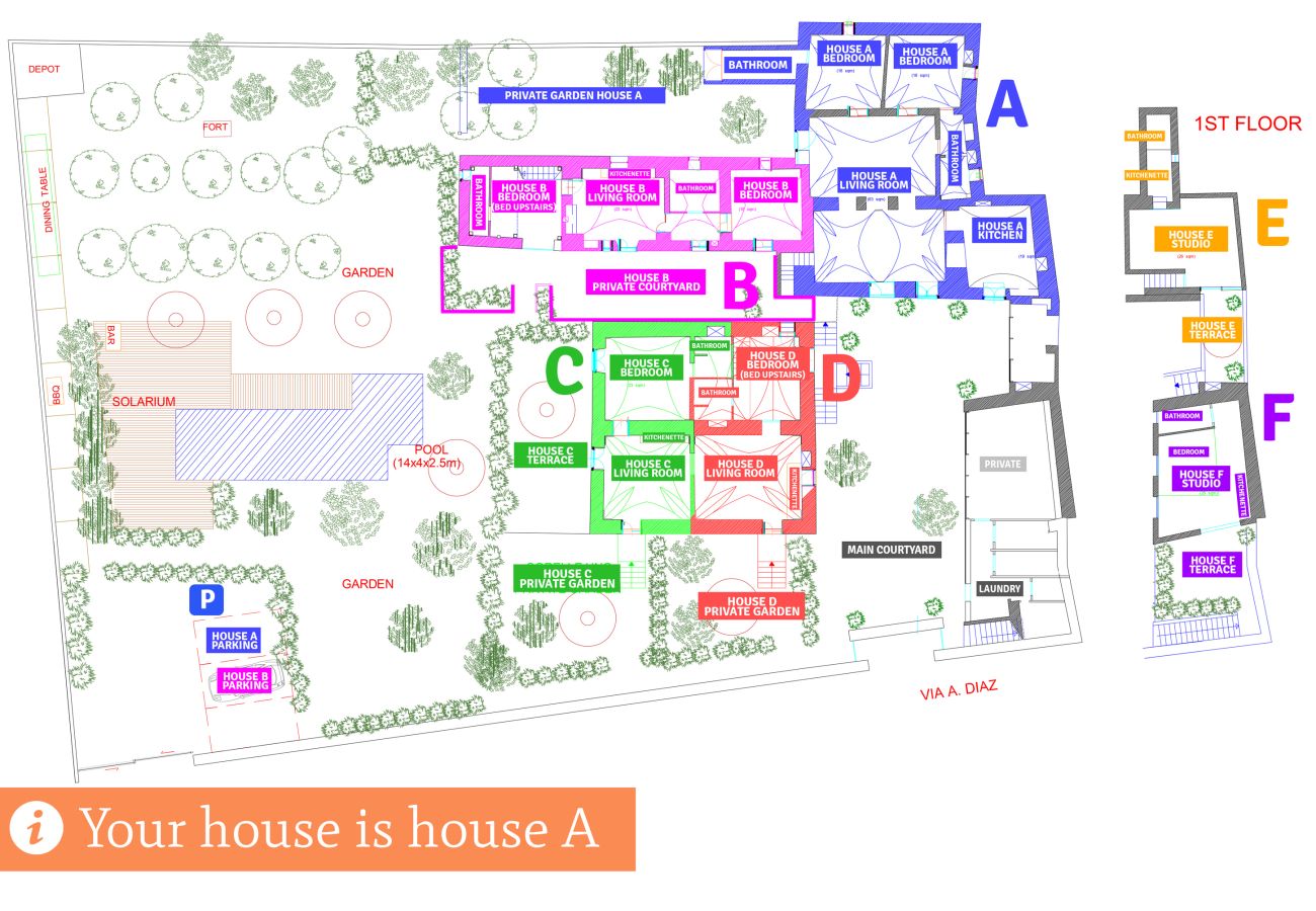 Ferienhaus in Patù - Historisches Haus mit Pool und mediterranem Park (A)